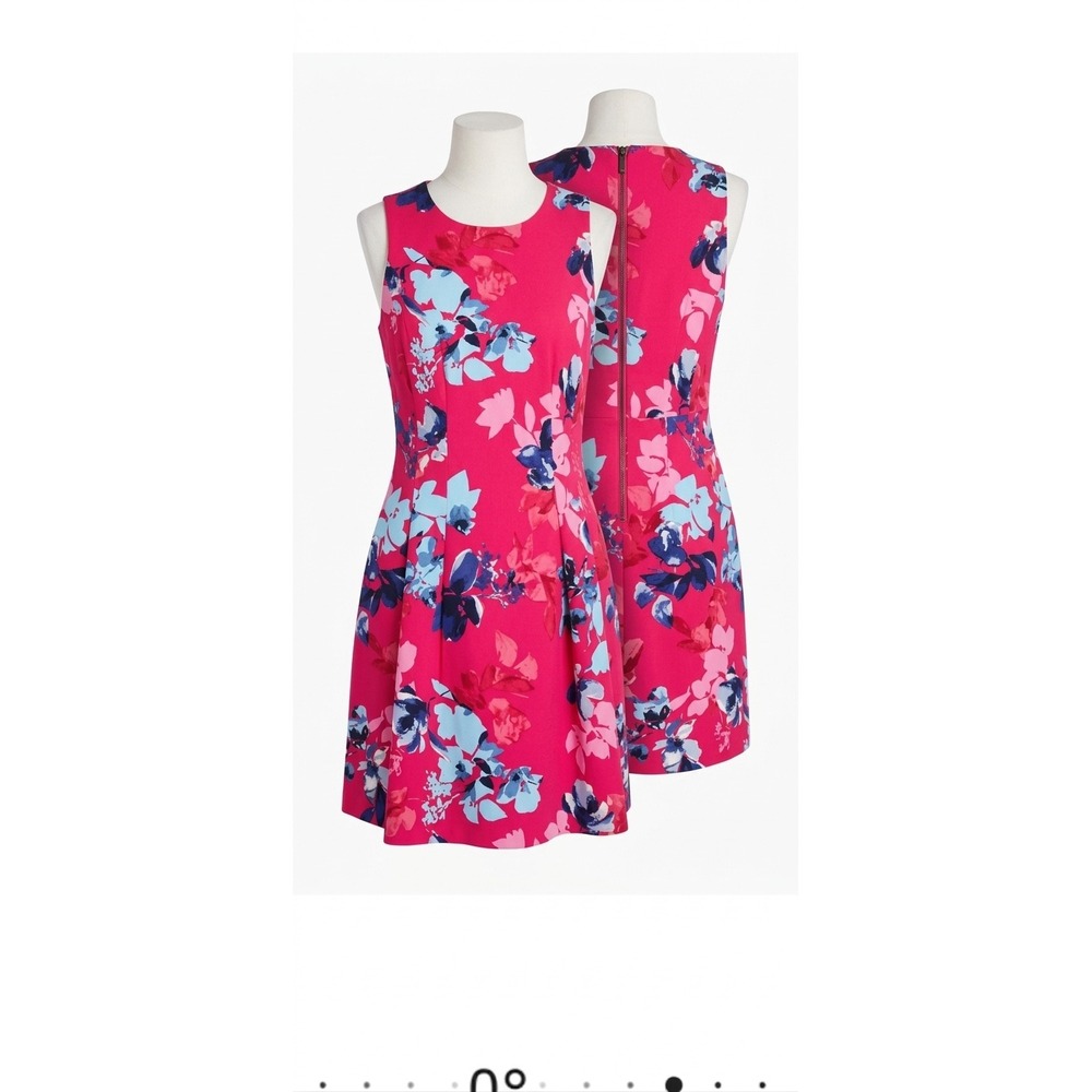 Vince Camuto Pink Blue Floral Fit & Flare‎ Cotton Dress Sleeveless Size 6